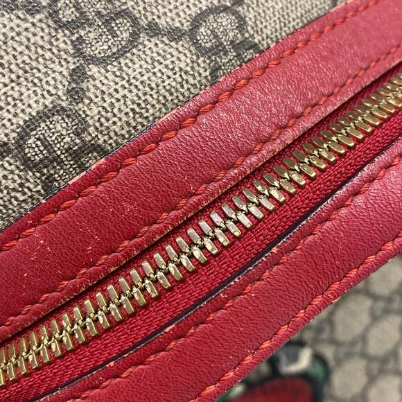Gucci Courrier Backpack 427042 Beige Red Multi PVC Leather